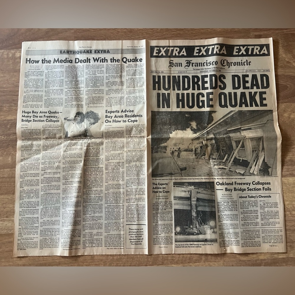 1989 SF Earthquake Full Newspaper San Francisco Chronicle Oct 18 Loma Prieta